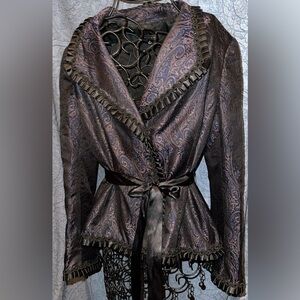 Adrianna Elegant Silk Black with Blue and Gold Paisley Jacket